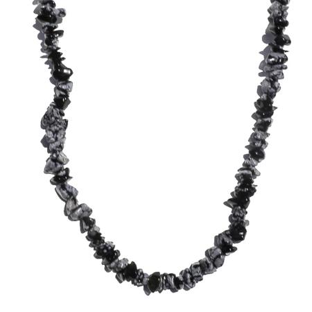 Collier obsidienne neige Mexique A (perles baroques ) - 45cm