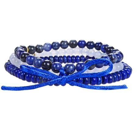 Bracelet multi-pierres calcédoine bleue-lapis lazuli-sodalite