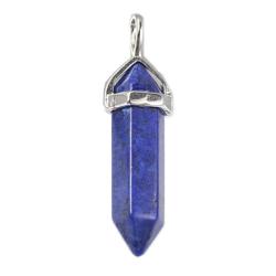 Pendentif pointe bitermine de lapis lazuli Afghanistan A acier inoxydable