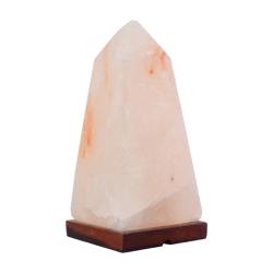 Lampe de sel Himalaya naturel "Oblisque" 19cm avec base en bois (2,1kg)