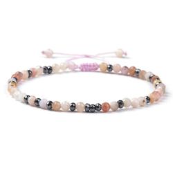 Bracelet Shamballa multi opale rose et hmatite (perles facettes 3-4mm)