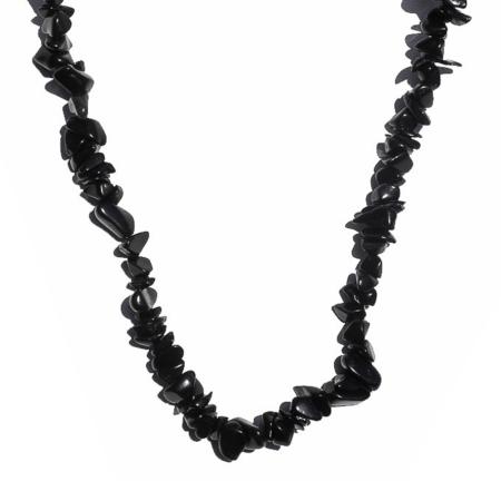 Collier onyx noir Inde A (perles baroques) - 45cm