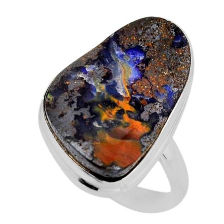 Bague opale boulder Australie AA argent 925 - Taille 61