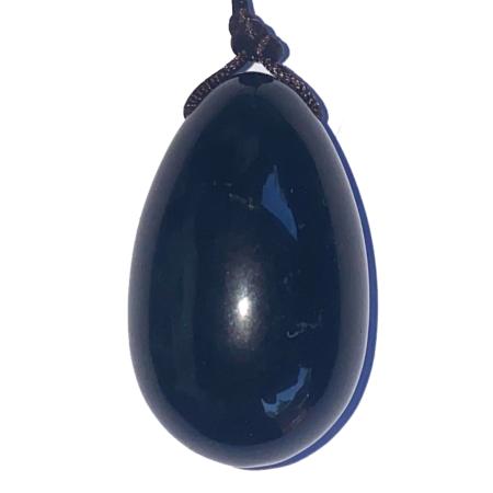 Oeuf de Yoni percé obsidienne noire 40mm 