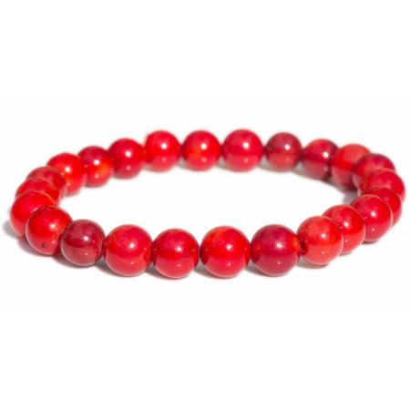 Bracelet corail rouge teinté Brésil A (boules 7-8mm)