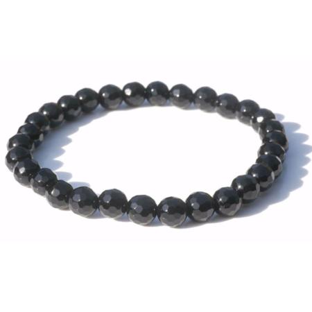 Bracelet onyx noir Brésil A (perles facettées 5-6mm)