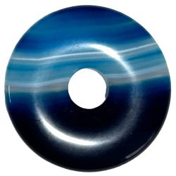 Donut ou PI Chinois agate teintée bleue (3cm)