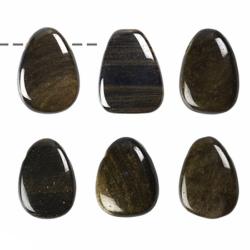 Pendentif obsidienne dorée Mexique A (pierre trouée) + cordon 