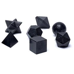 Ensemble de 7 pièces en Tourmaline noire géométrie sacrée