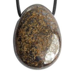 Pendentif bronzite Brsil A (pierre troue) + cordon 