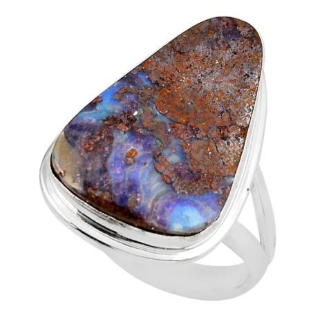 Bague opale boulder Australie AA argent 925 - Taille 55