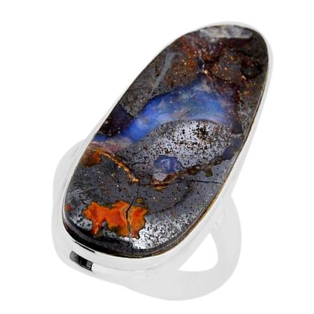 Bague opale boulder Australie AA argent 925 - Taille 50