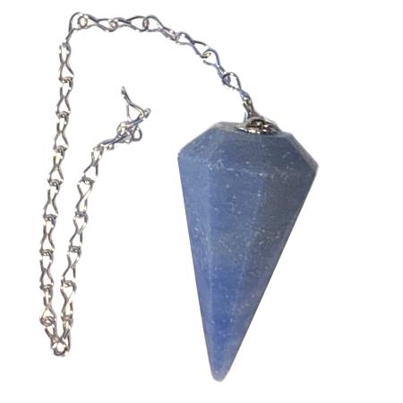 Pendule quartz bleu ou aventurine bleue hexagonal Brésil A
