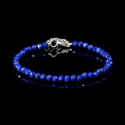 Bracelet lapis lazuli Afghanistan AA perles facettes argent 925