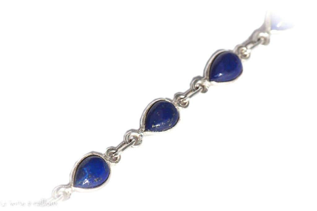 Bracelet lapis lazuli Afghanistan AA argent 925