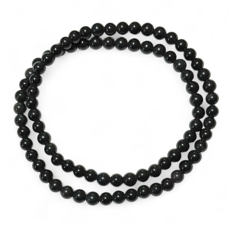 Collier/Bracelet obsidienne oeil cesleste Mexique A (boules 5-6mm)