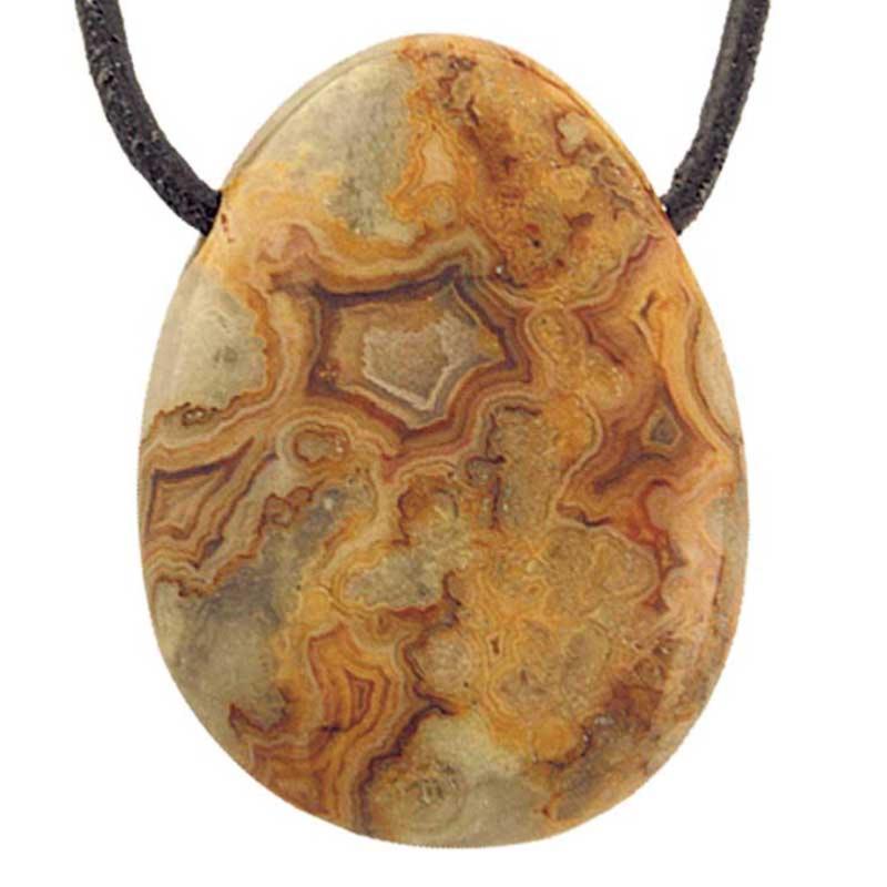 Pendentif agate crazy lace A (pierre trouée) + cordon 