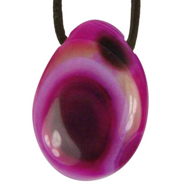 Pendentif agate teintée rose A  (pierre trouée) + cordon 