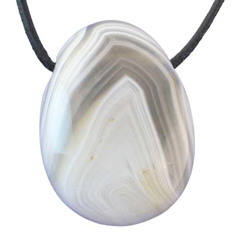 Pendentif agate naturelle A (pierre trouée) + cordon 