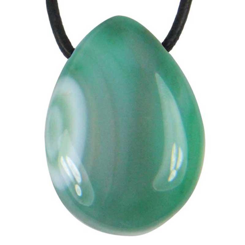 Pendentif agate teintée verte A (pierre trouée) + cordon