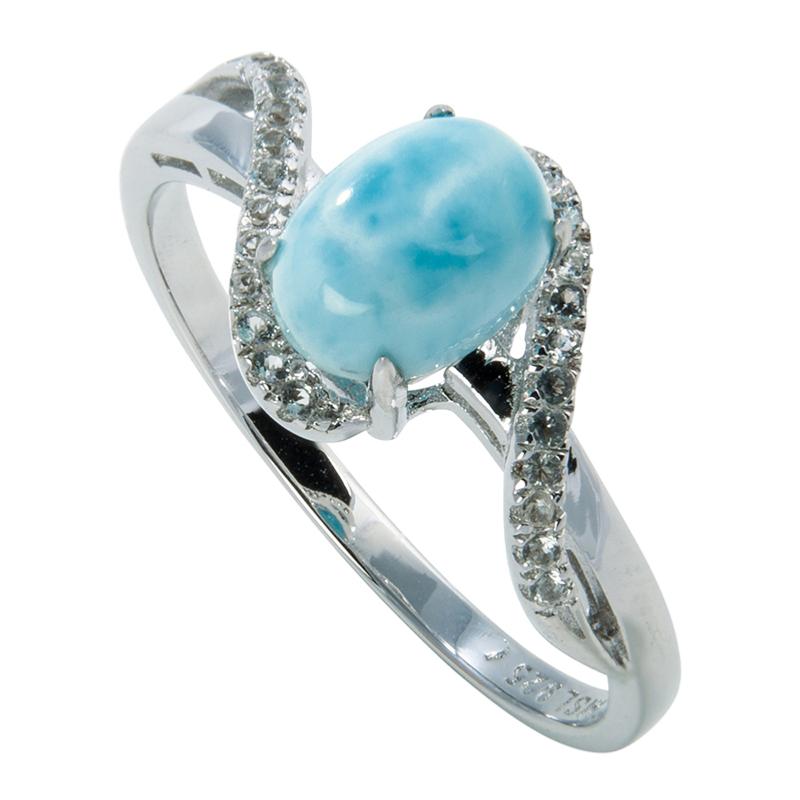 Bague larimar et topaze AAA argent 925