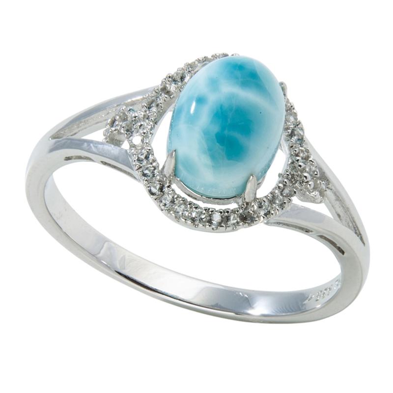 Bague larimar et topaze AAA argent 925