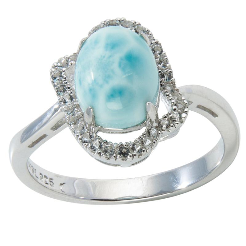 Bague larimar et topaze AAA argent 925