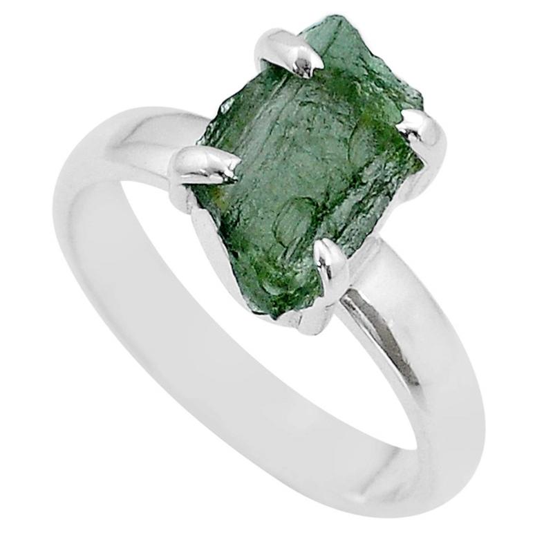 Bague moldavite argent 925 AA - Taille 56