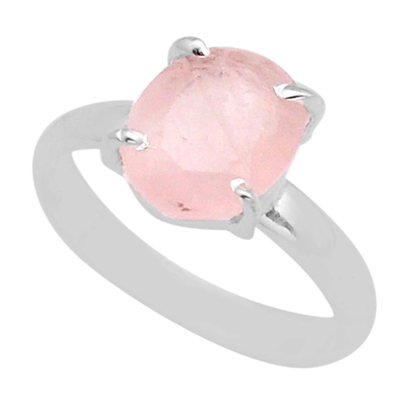 Bague quartz rose Brésil argent 925 AA - Taille 54