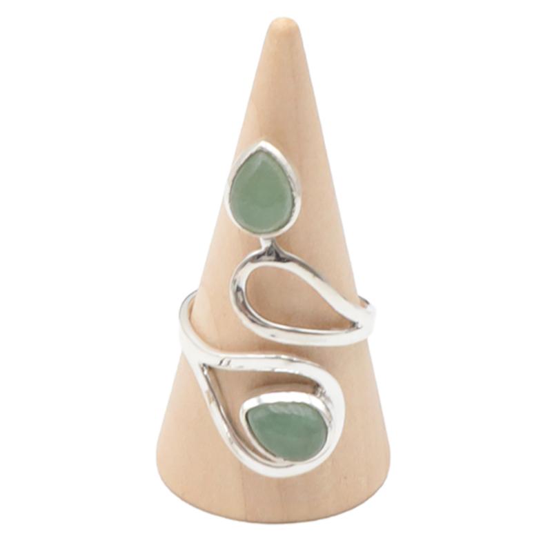 Bague réglable Aventurine verte Brésil AA argent 925