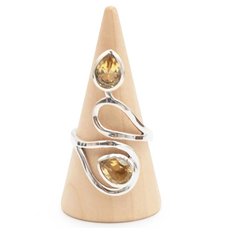 Bague réglable Citrine naturelle Brésil AA argent 925