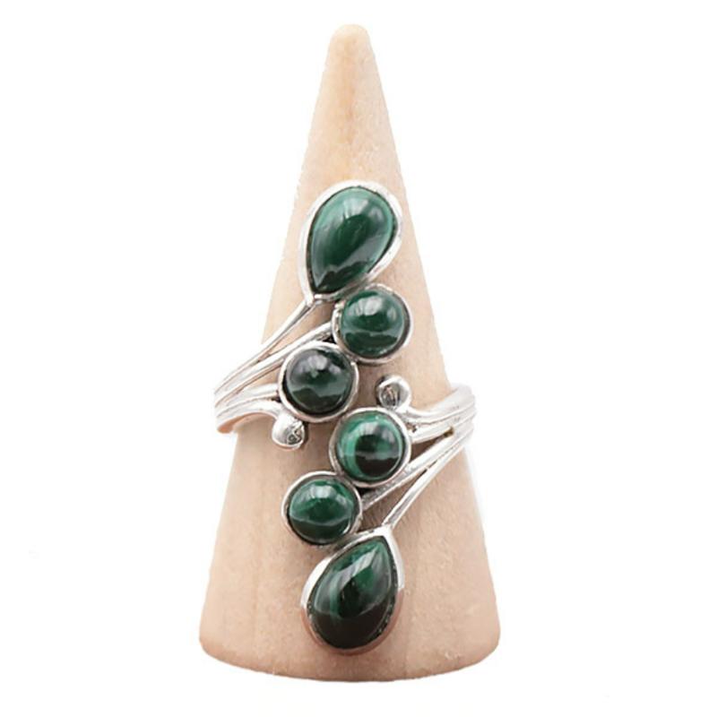 Bague réglable Malachite Congo AA argent 925