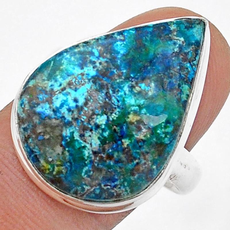 Bague shattuckite Pérou AAA argent 925 - Taille 62