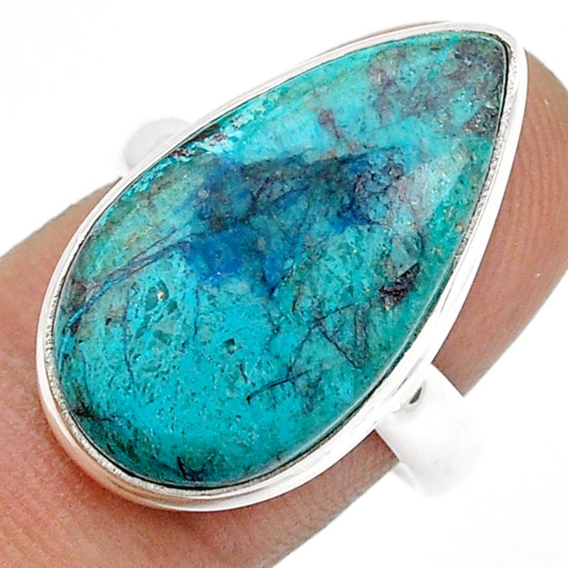 Bague shattuckite Pérou AAA argent 925 - Taille 57