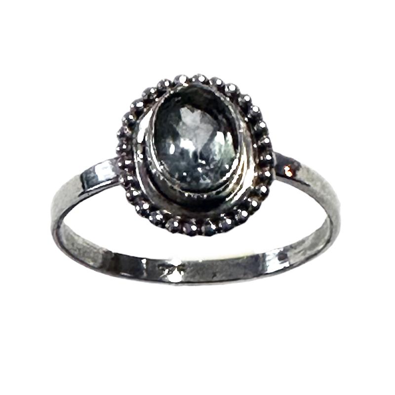 Bague topaze bleue facettée argent 925