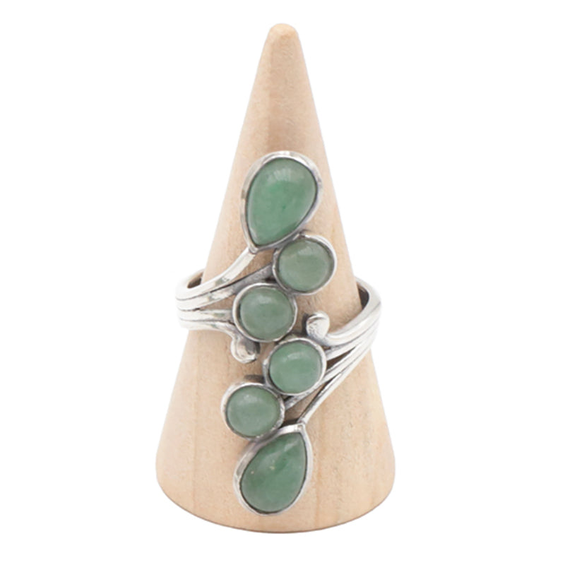 Brazil Green Aventurine Adjustable Ring AA 925 Silver