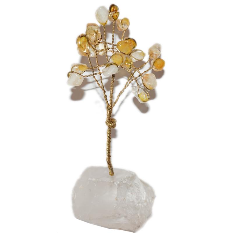 Arbre du bonheur citrine chauffée (améthyste chauffée) sur cristal de roche