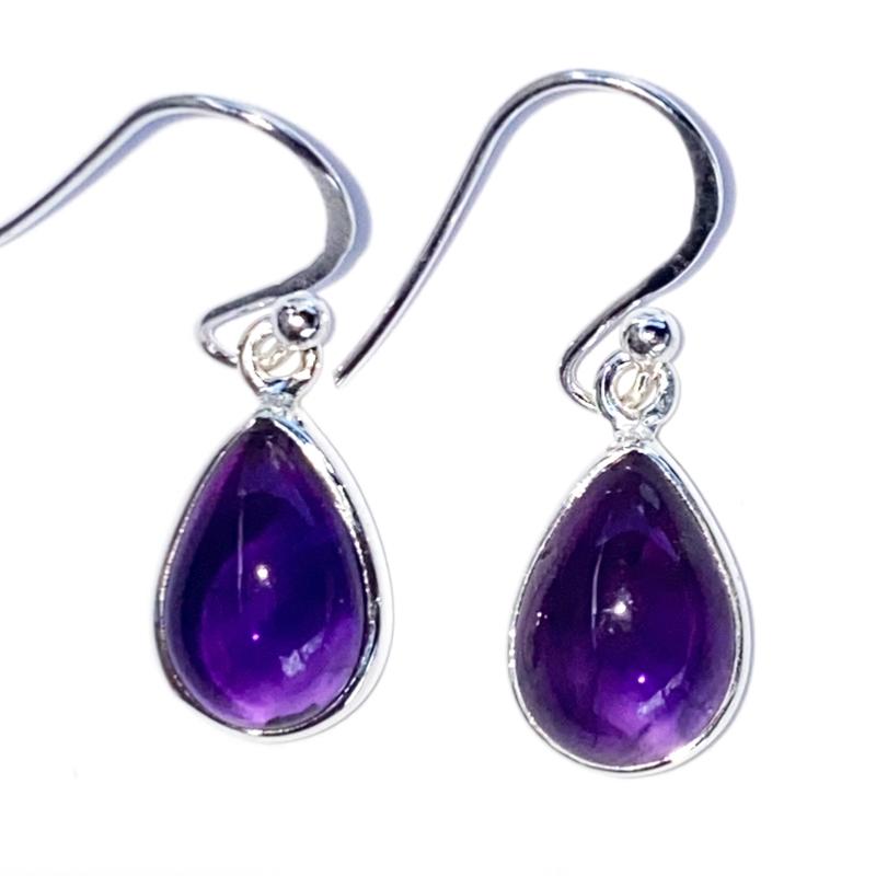 925 silver drop amethyst earrings – La Boite à Cailloux