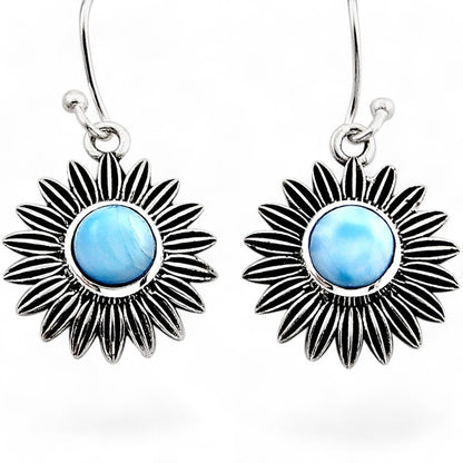 925 silver round larimar A earrings