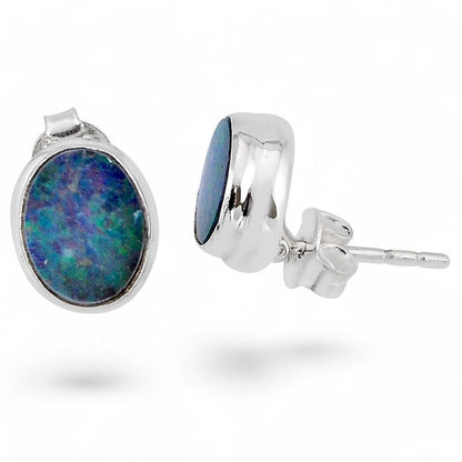 Opal doublet earrings Australia AAA 925 silver