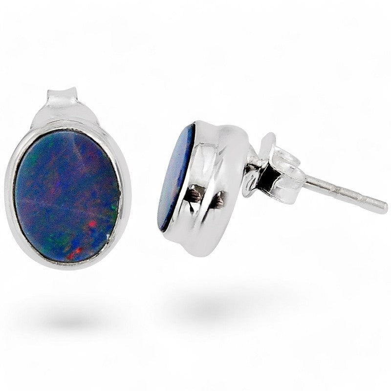 Opal doublet earrings Australia AAA 925 silver