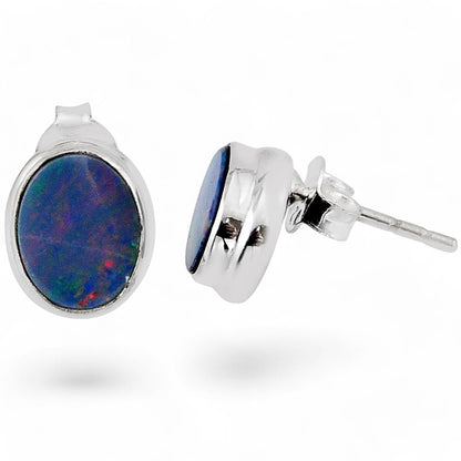 Opal doublet earrings Australia AAA 925 silver