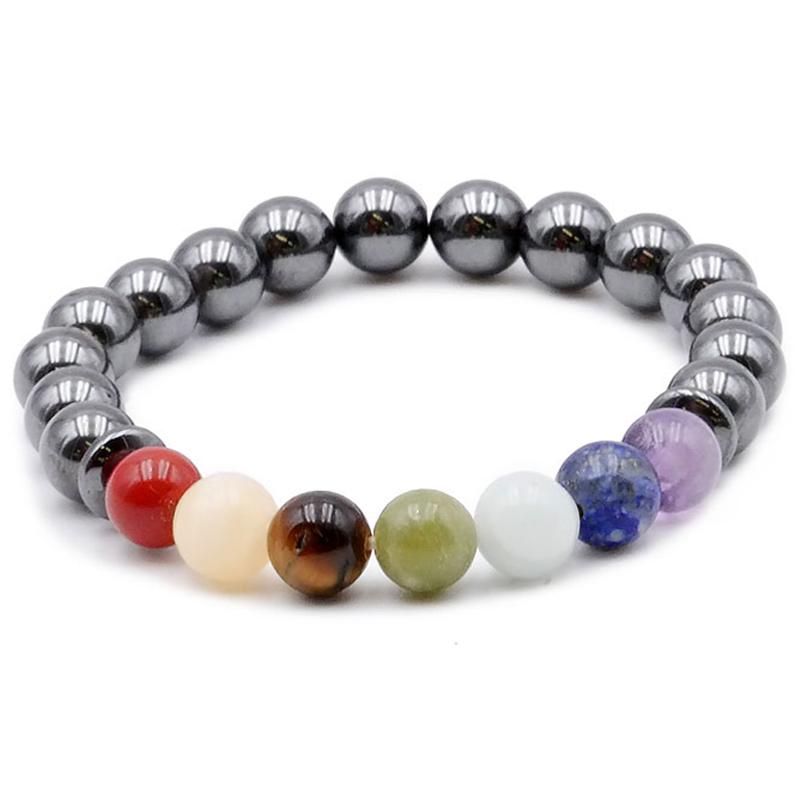 Bracelet 7 chakras hematite A (boules de 7-8mm)