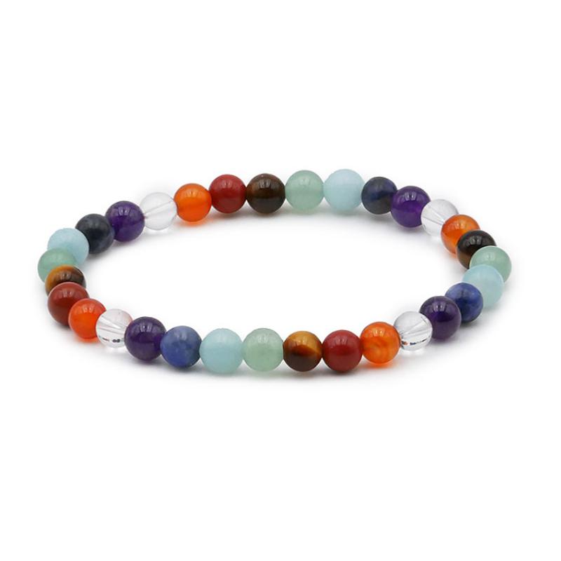 Bracelet 7 chakras multicolore AB (boules de 5-6mm)