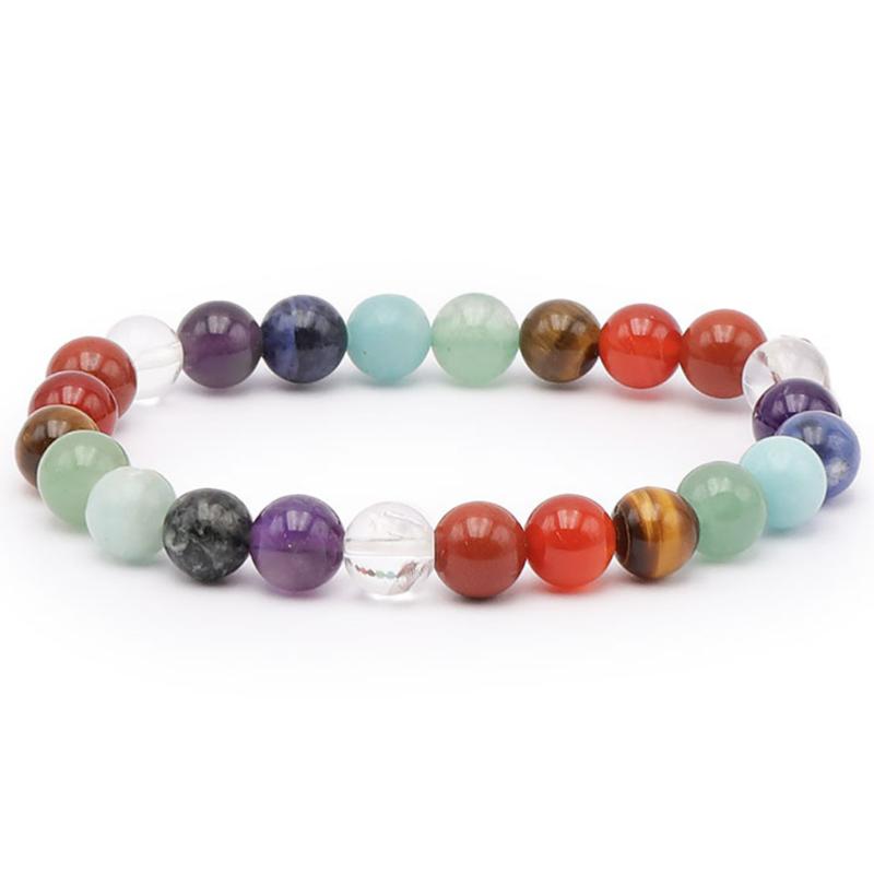 Bracelet 7 chakras multicolore AB (boules de 7-8mm)