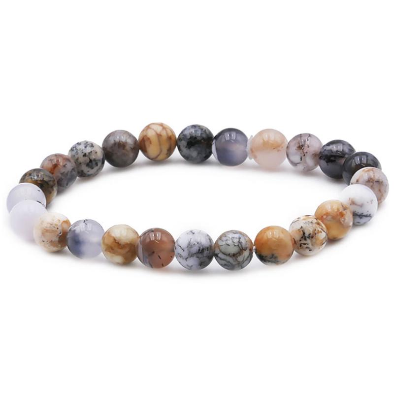 Bracelet agate dentrite Brésil A (boules 7-8mm)