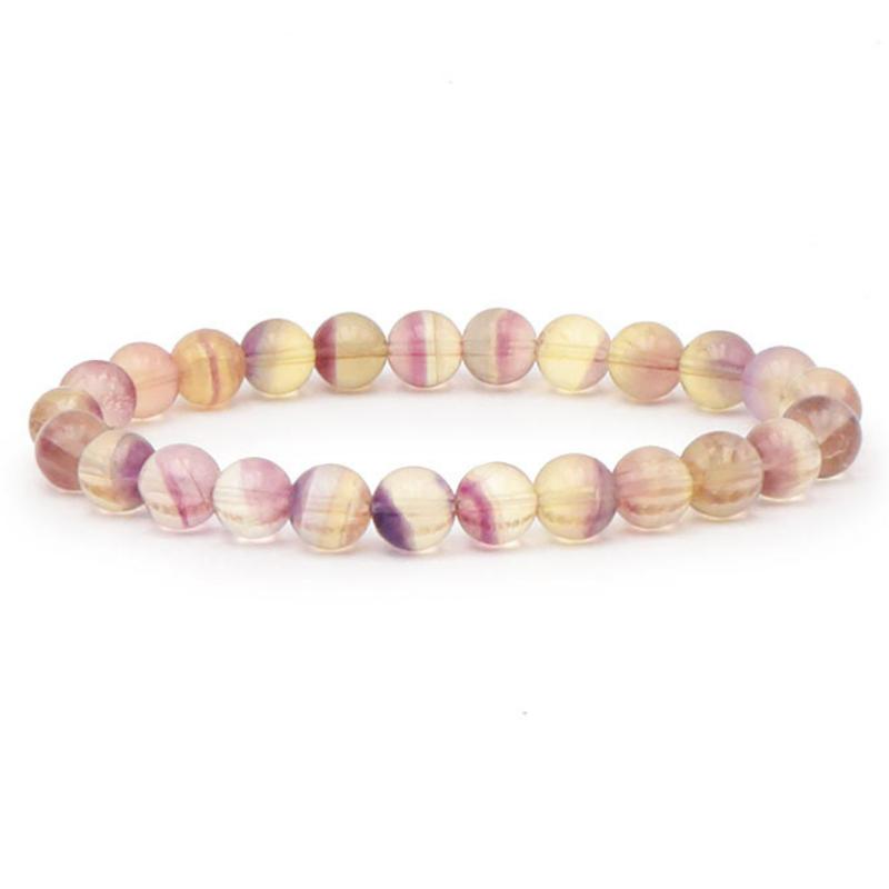 Bracelet fluorine jaune violette Chine AA+ (boules de 7,5-8,5mm)