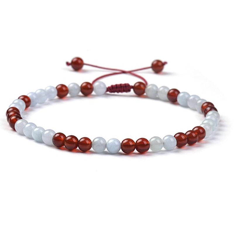 Bracelet Shamballa multi aigue marine et cornaline chauffée (boules 3-4mm)