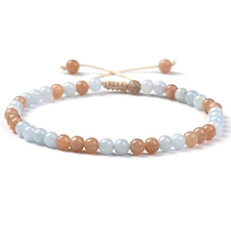 Bracelet Shamballa multi aigue marine et pierre de soleil (boules 3-4mm)