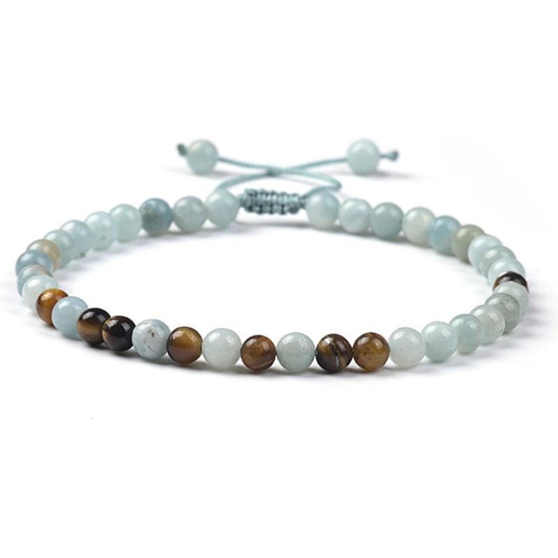 Bracelet Shamballa multi amazonite Pérou et oeil de tigre (boules 3-4mm)